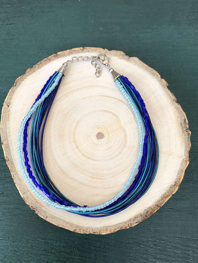 blue layered link bracelet