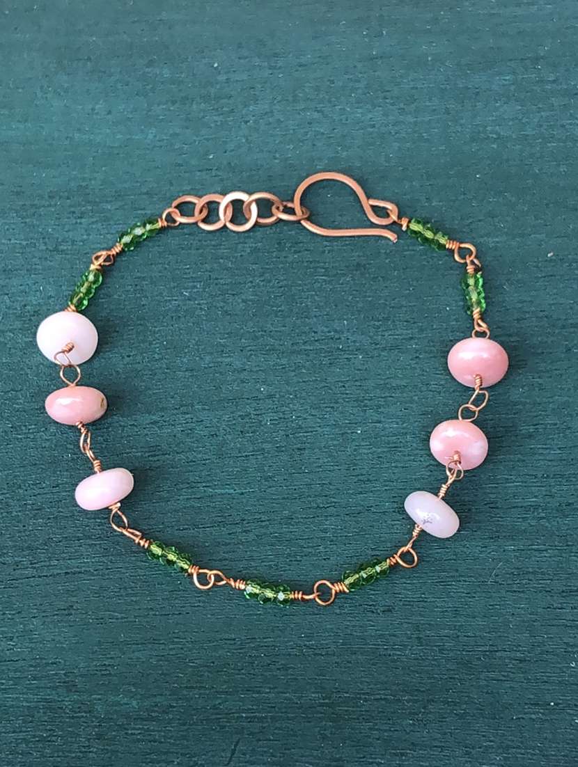 pink metal beaded bracelet