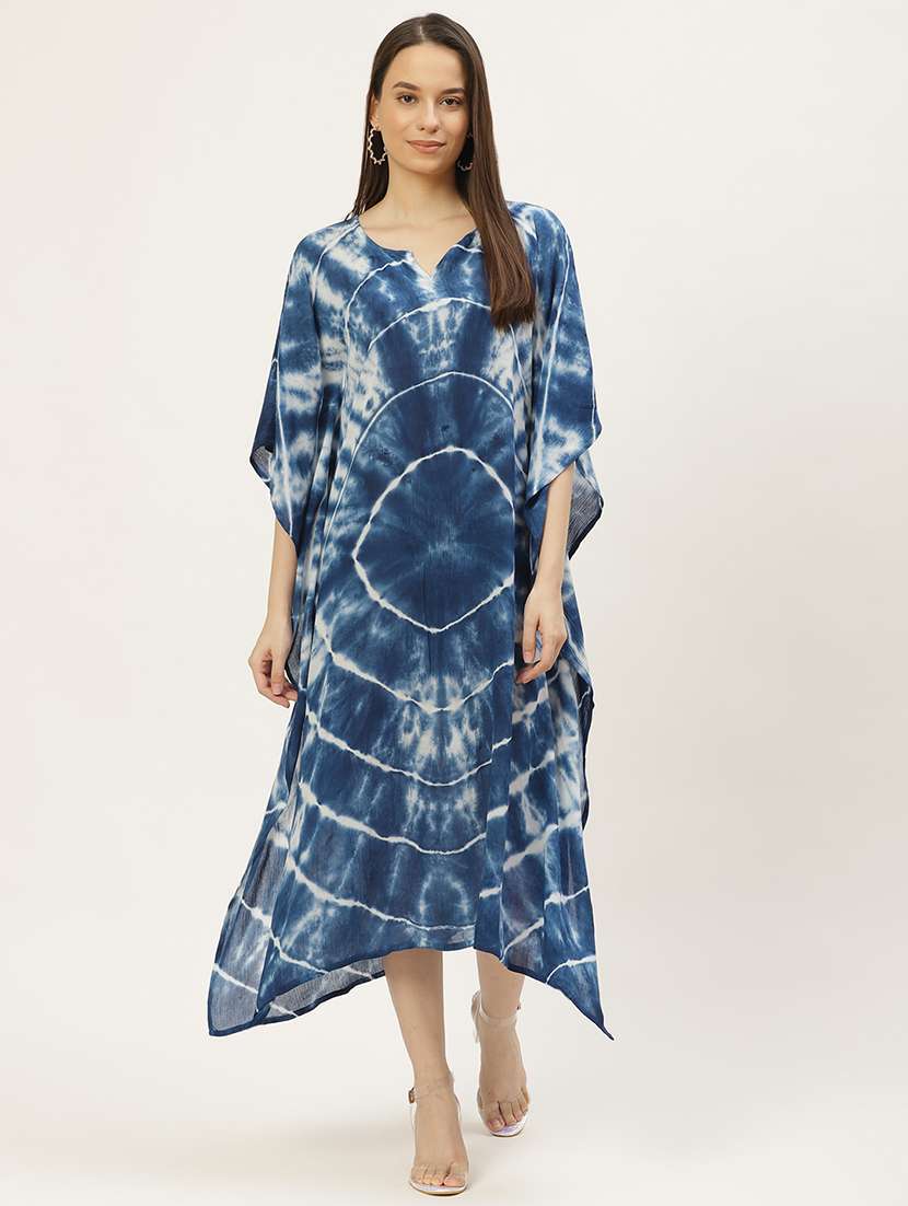 v-neck tie & dye kaftan dress