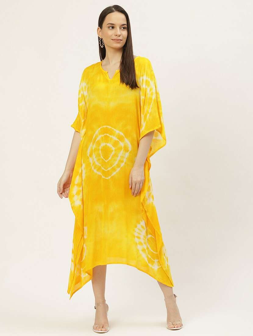 v-neck tie & dye kaftan dress