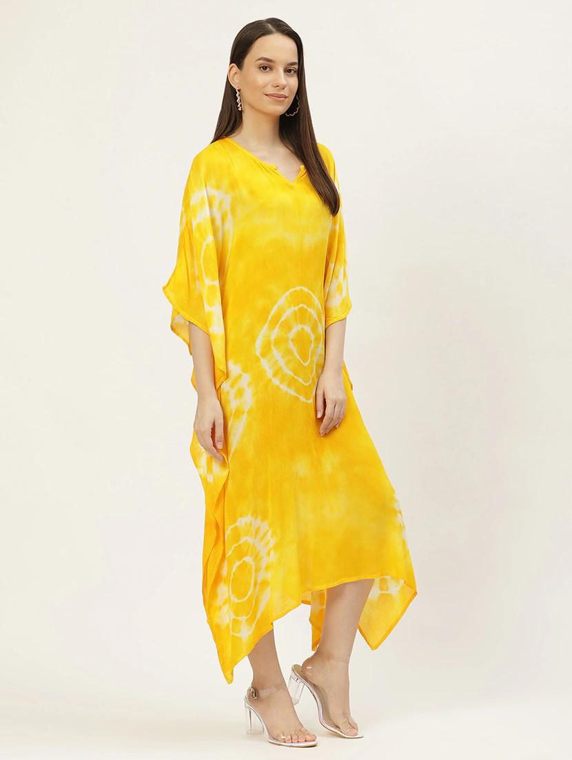 v-neck tie & dye kaftan dress - 18018413 -  Standard Image - 1