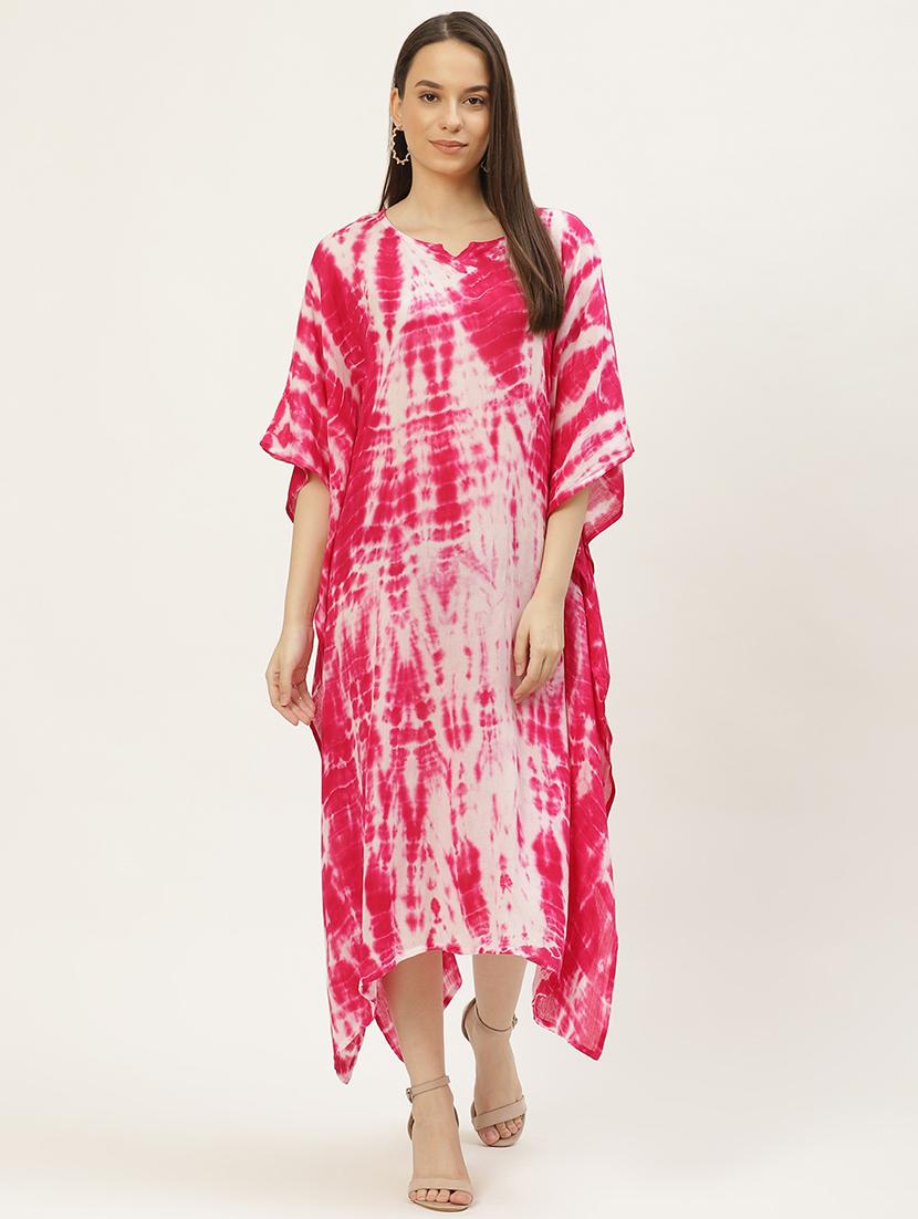 v-neck tie & dye kaftan dress