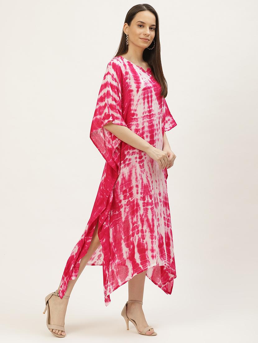v-neck tie & dye kaftan dress - 18018414 -  Standard Image - 1