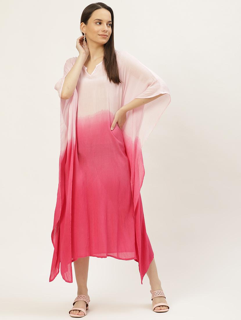 notch neck ombre kaftan dress - 18018417 - Zoom Image - 0