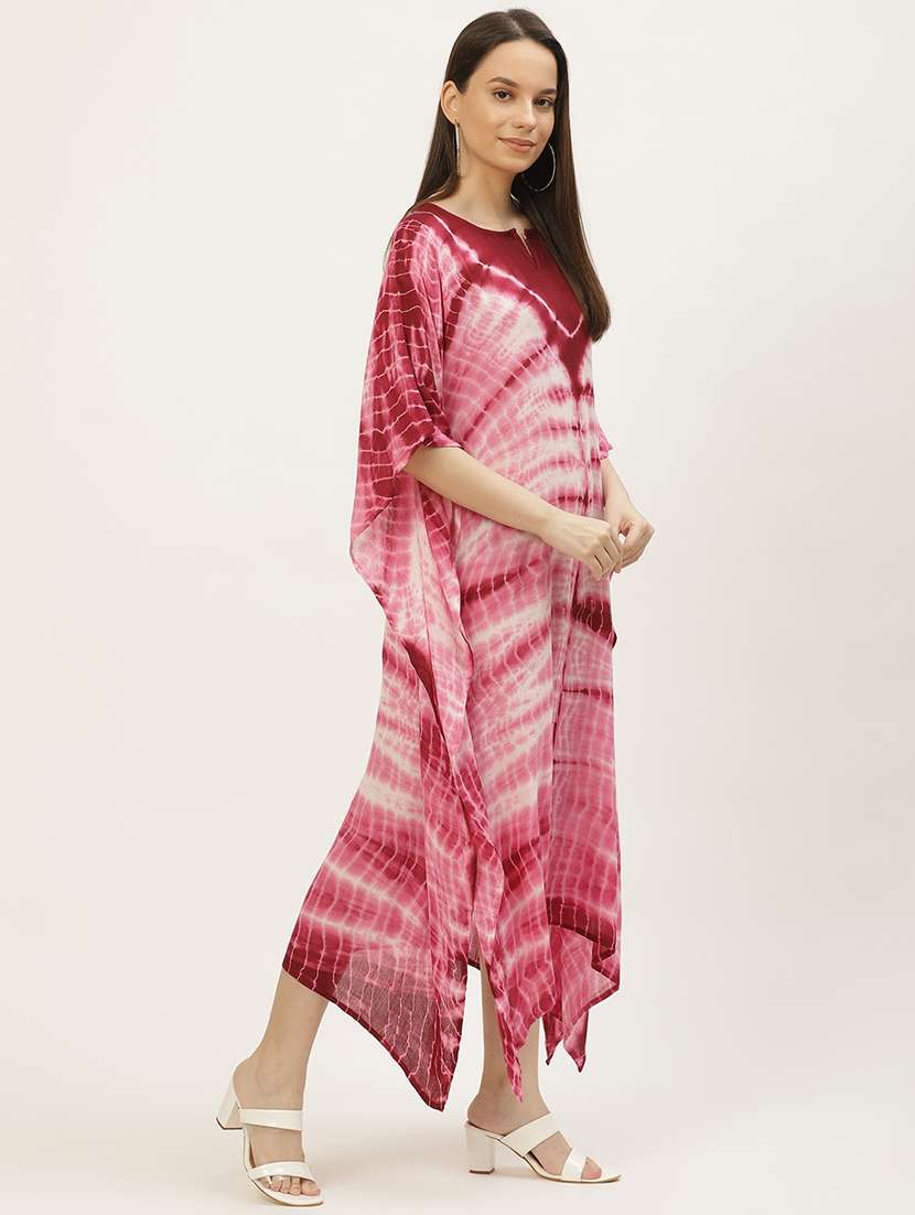 notch neck tie & dye kaftan dress  - 18018419 -  Standard Image - 1