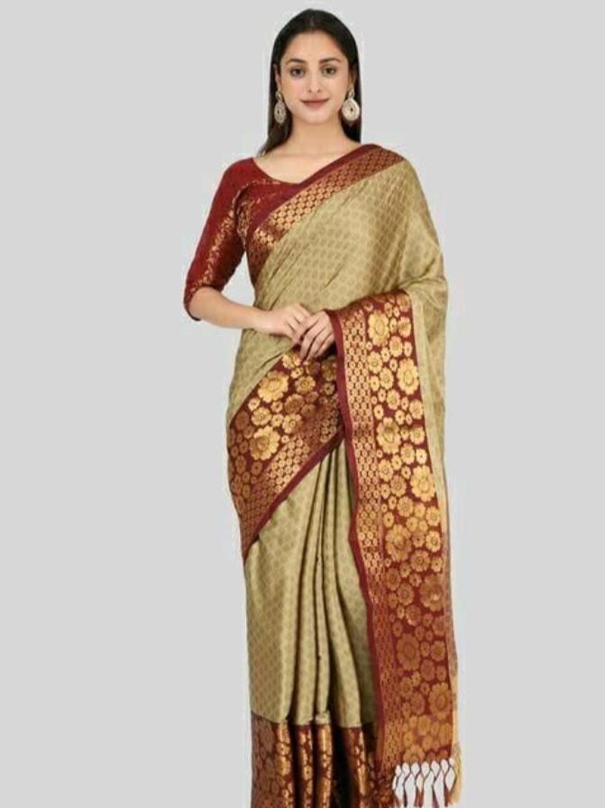 gold cotton saree - 18019132 - Standard Image - 1
