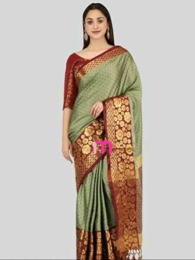 green cotton saree - 18019133 -  Standard Image - 1