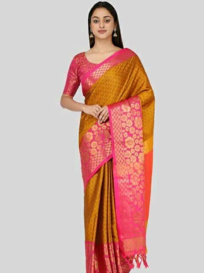 orange cotton saree - 18019136 - Standard Image - 1