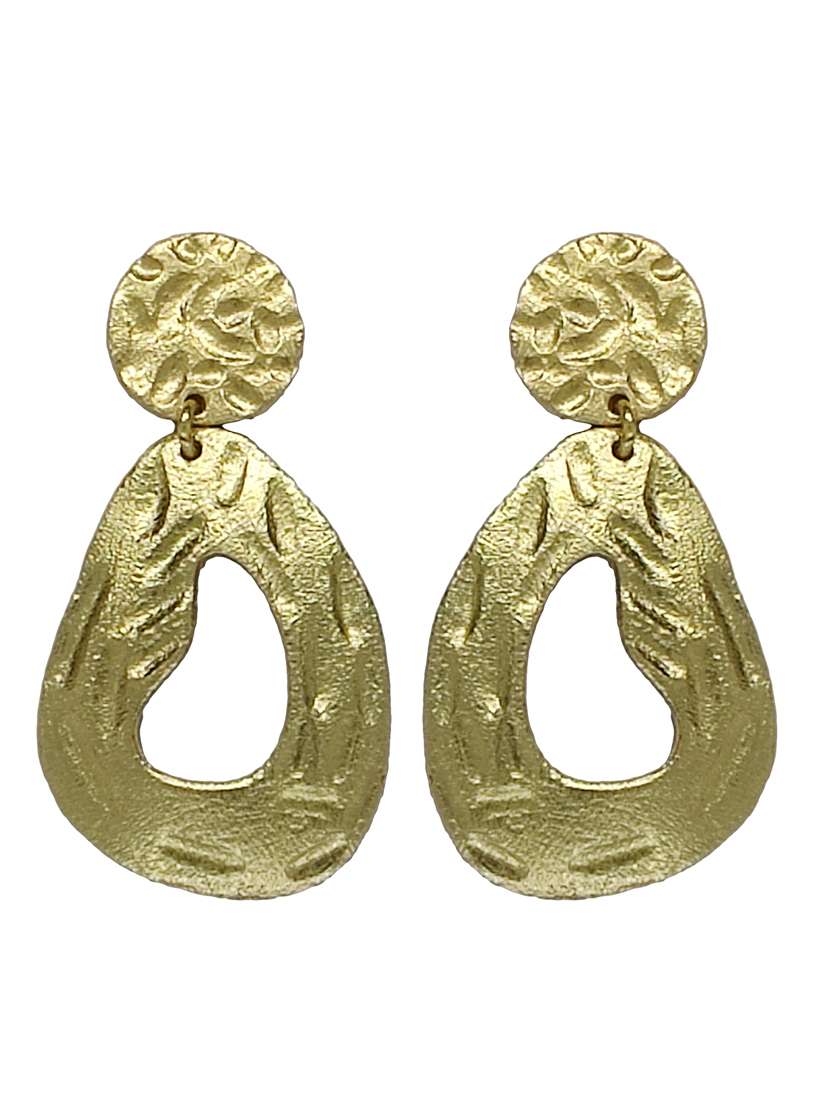 gold sassy & lessy shaped drop earring