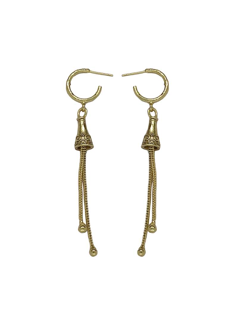gold bell-curve shaped drop earring