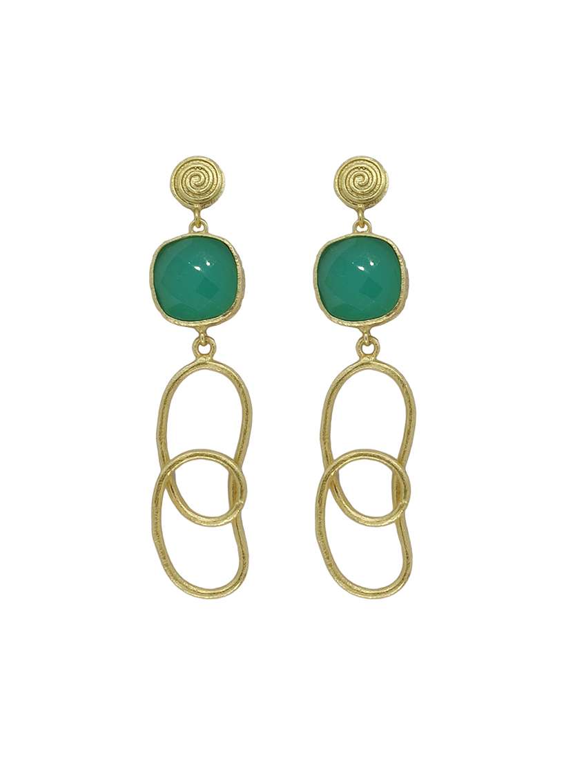 green alluring geometric shaped drop earring