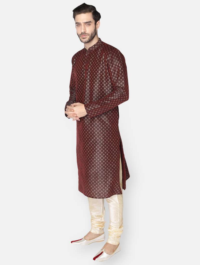 maroon printed long kurta - 18019530 -  Standard Image - 1