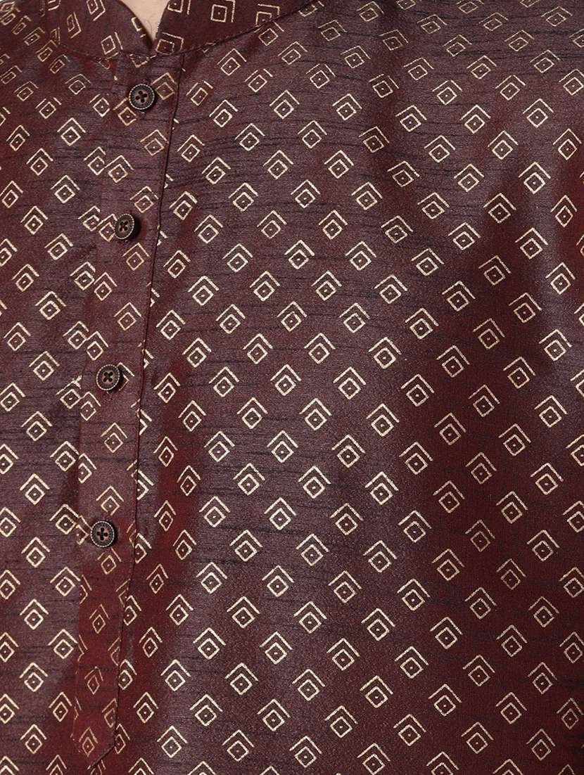 maroon printed long kurta - 18019530 -  Standard Image - 4