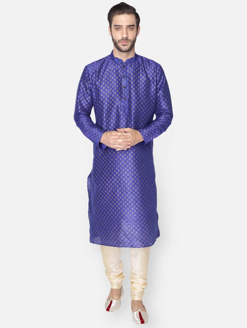 blue printed long kurta