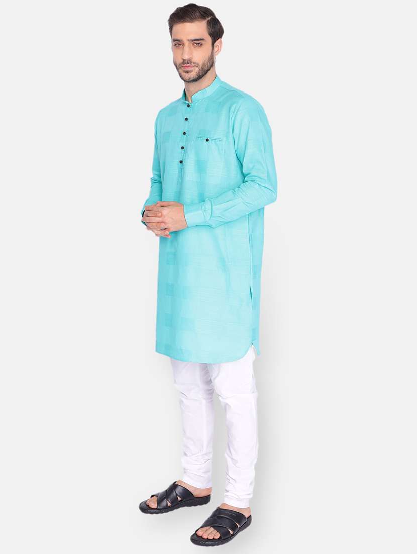 men self design mandarin neck long kurta - 18019534 - Standard Image - 1