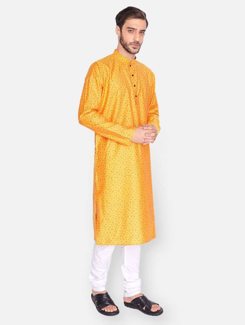 yellow printed long kurta - 18019543 -  Standard Image - 1