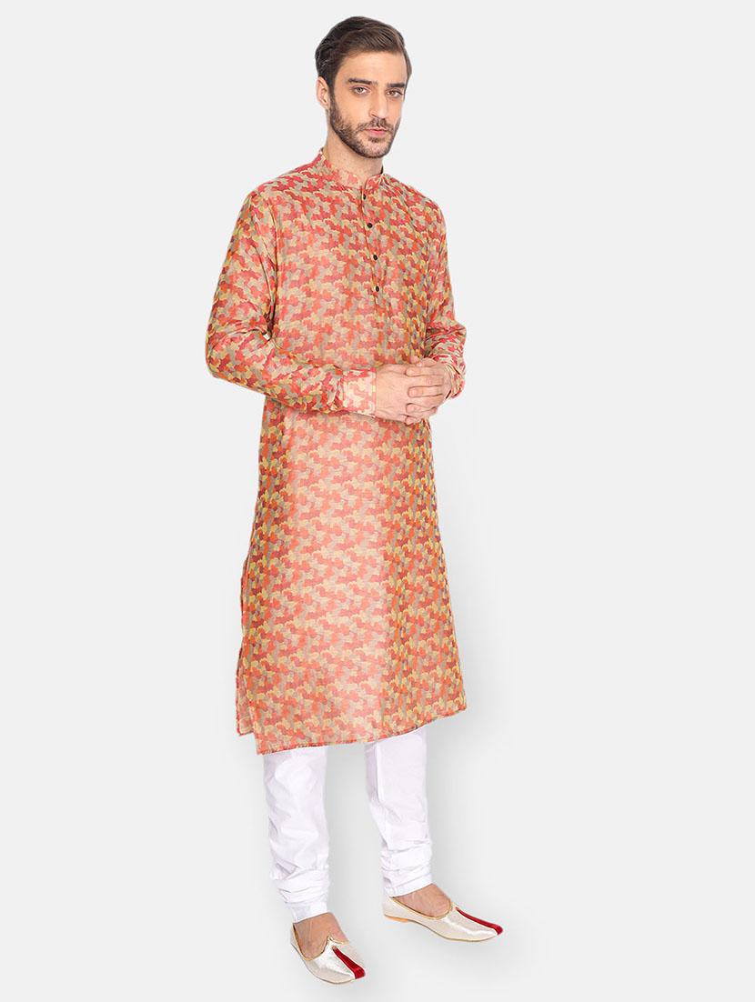 orange printed long kurta - 18019546 - Standard Image - 1