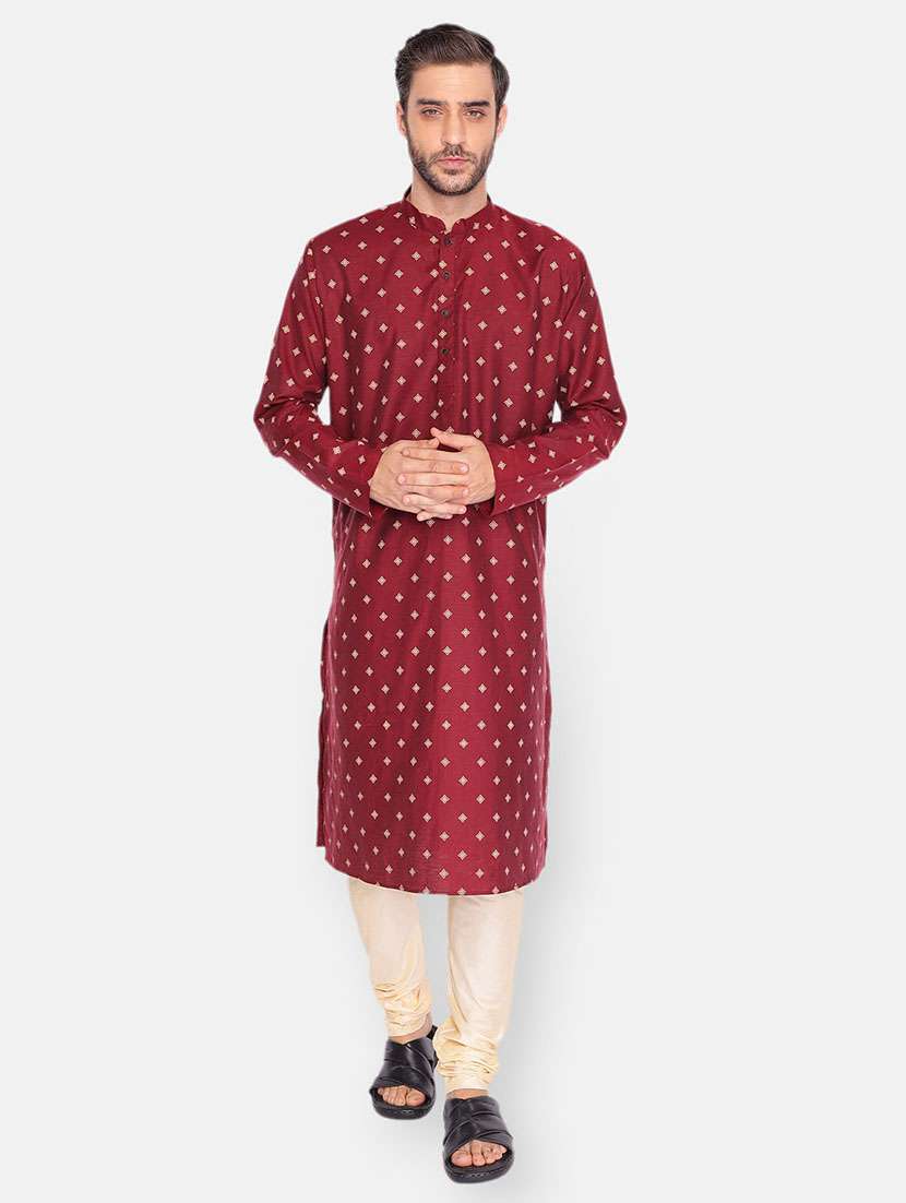 maroon printed long kurta