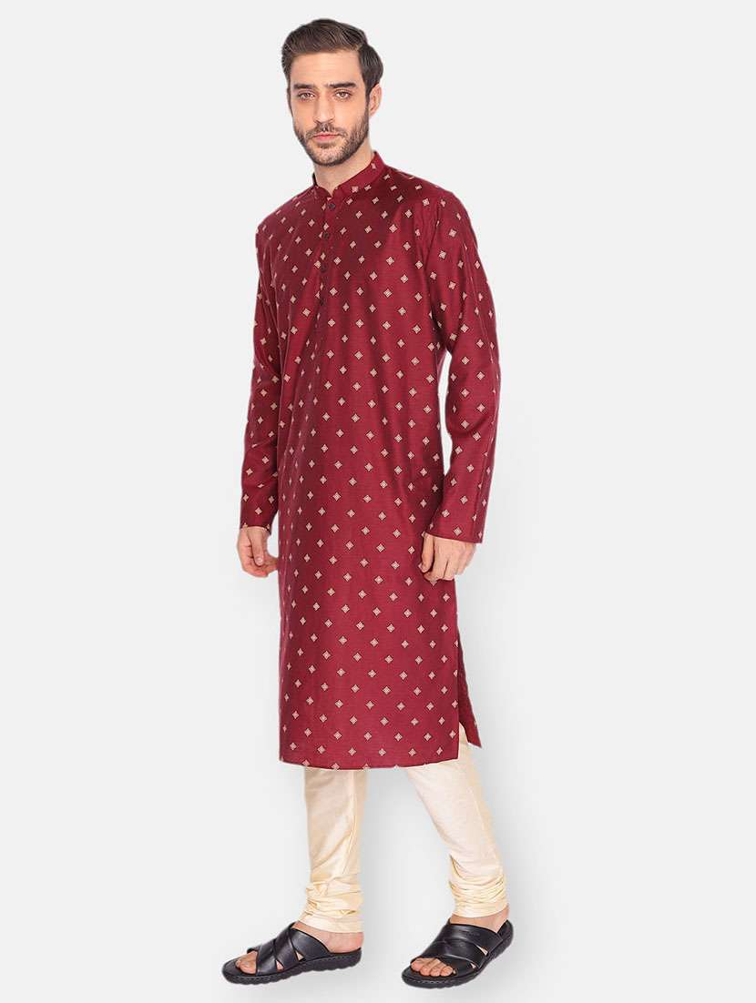 maroon printed long kurta - 18019549 -  Standard Image - 1