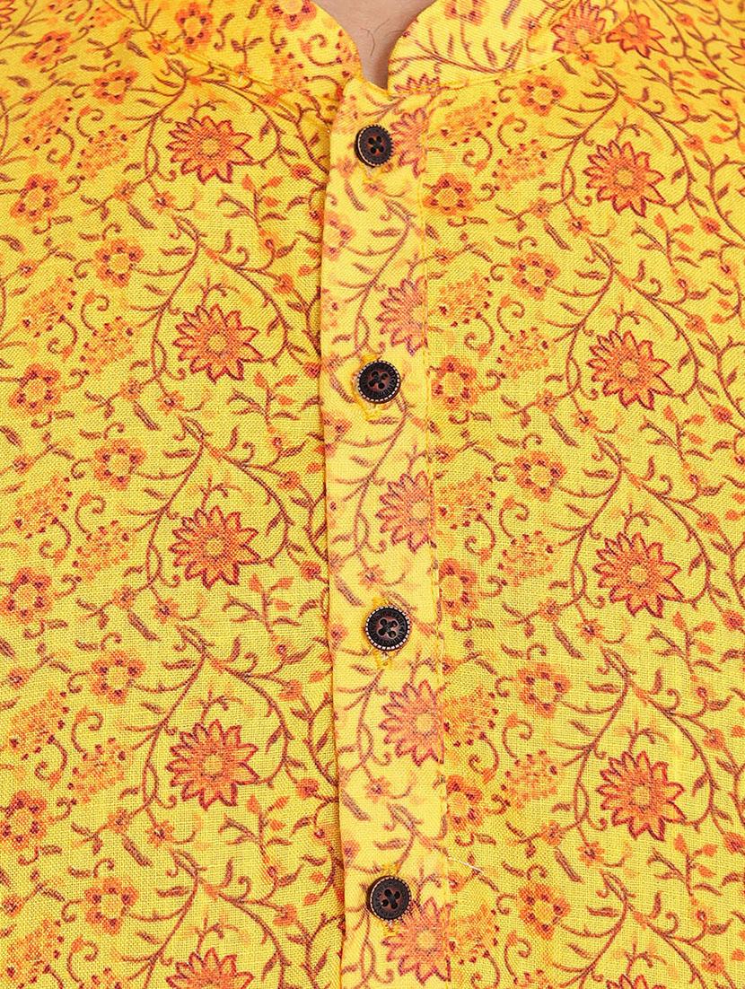 yellow printed long kurta - 18019552 - Standard Image - 4
