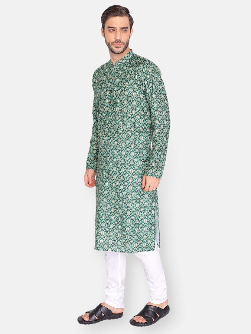 green printed long kurta - 18019556 -  Standard Image - 1