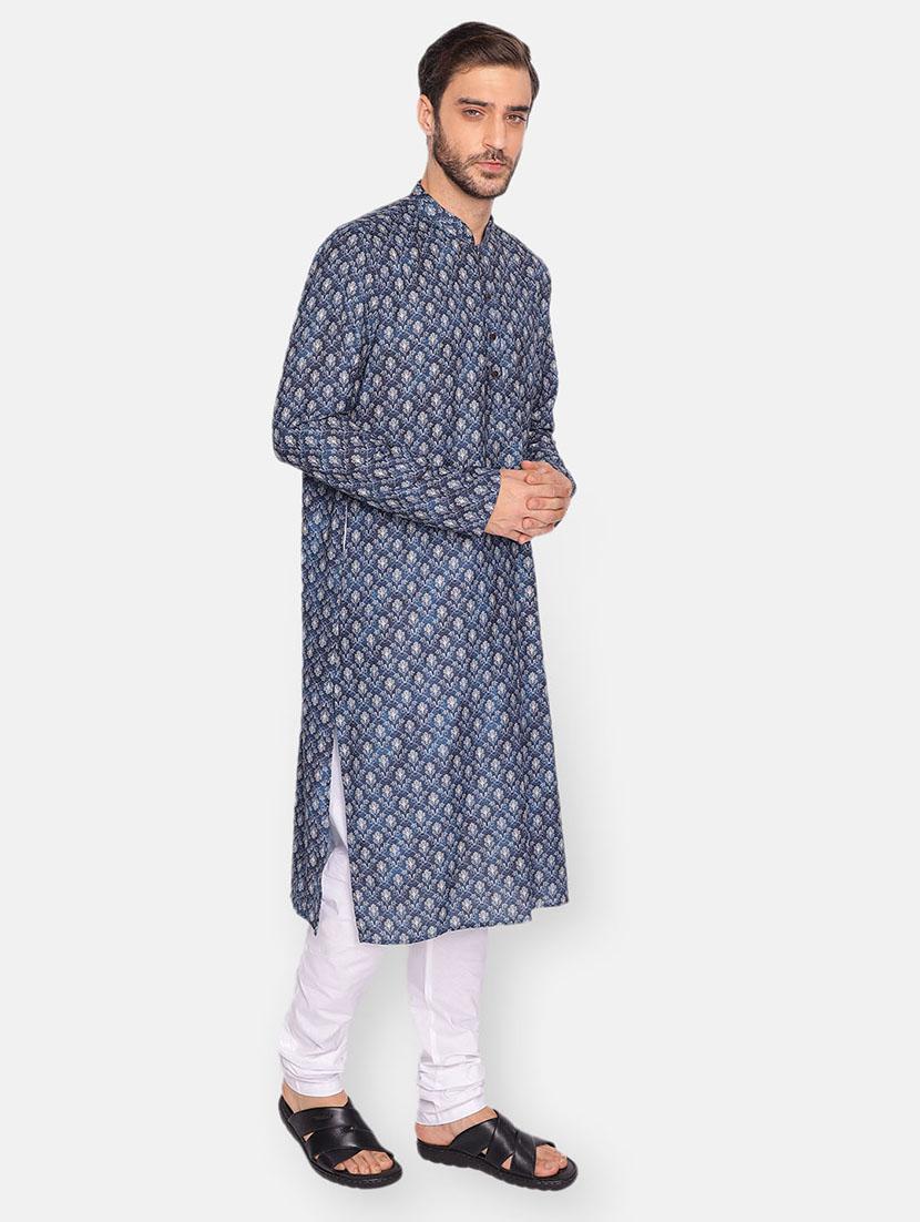 blue printed long kurta - 18019557 -  Standard Image - 1