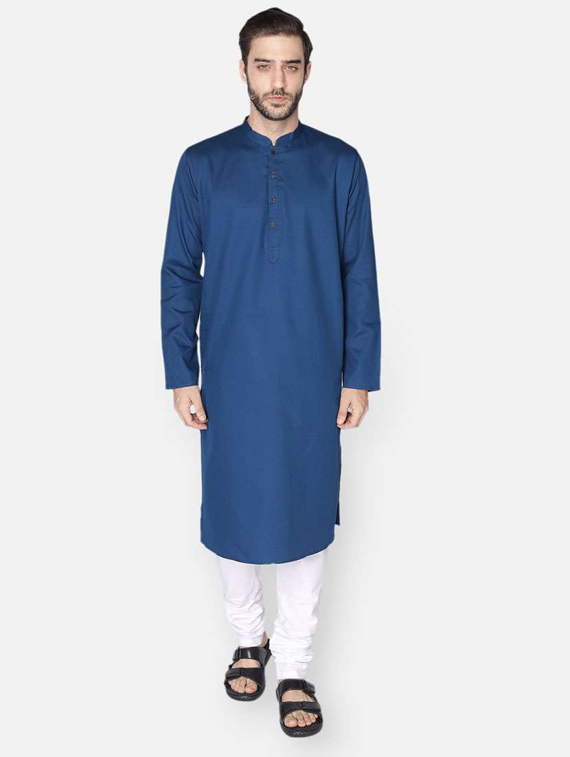 blue solid long kurta - 18019562 - Zoom Image - 0