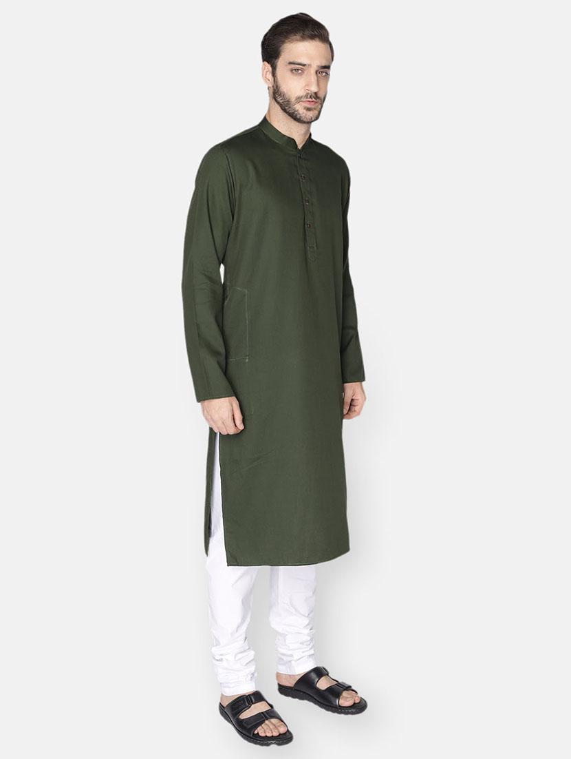 green solid long kurta - 18019564 -  Standard Image - 1