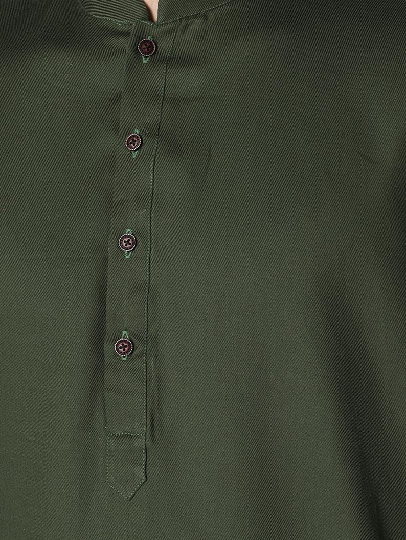 green solid long kurta - 18019564 - Standard Image - 4