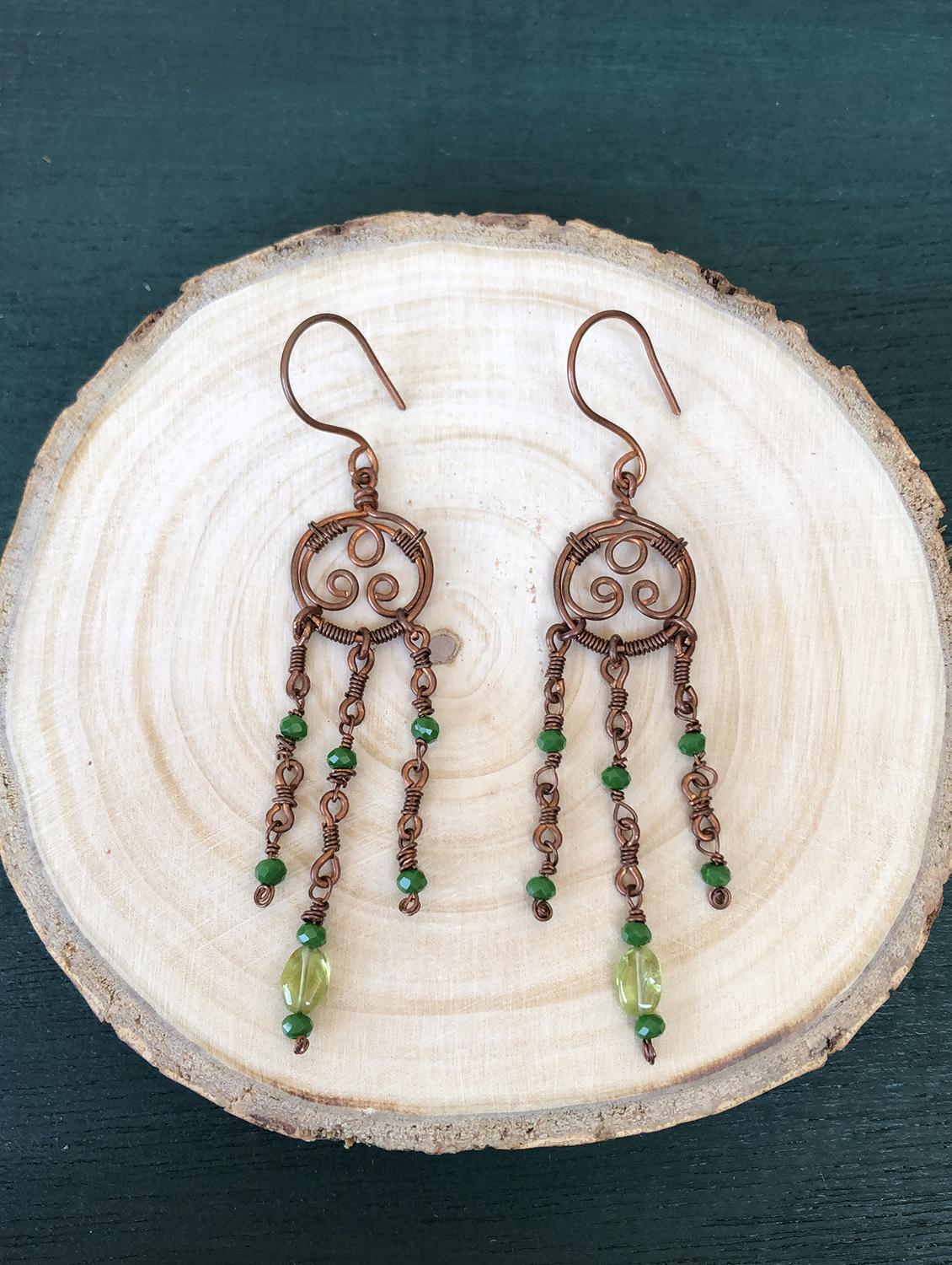 green copper drop earring - 18019733 - Zoom Image - 0