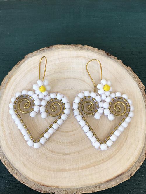 white metal drop earring - 18019734 - Standard Image - 0