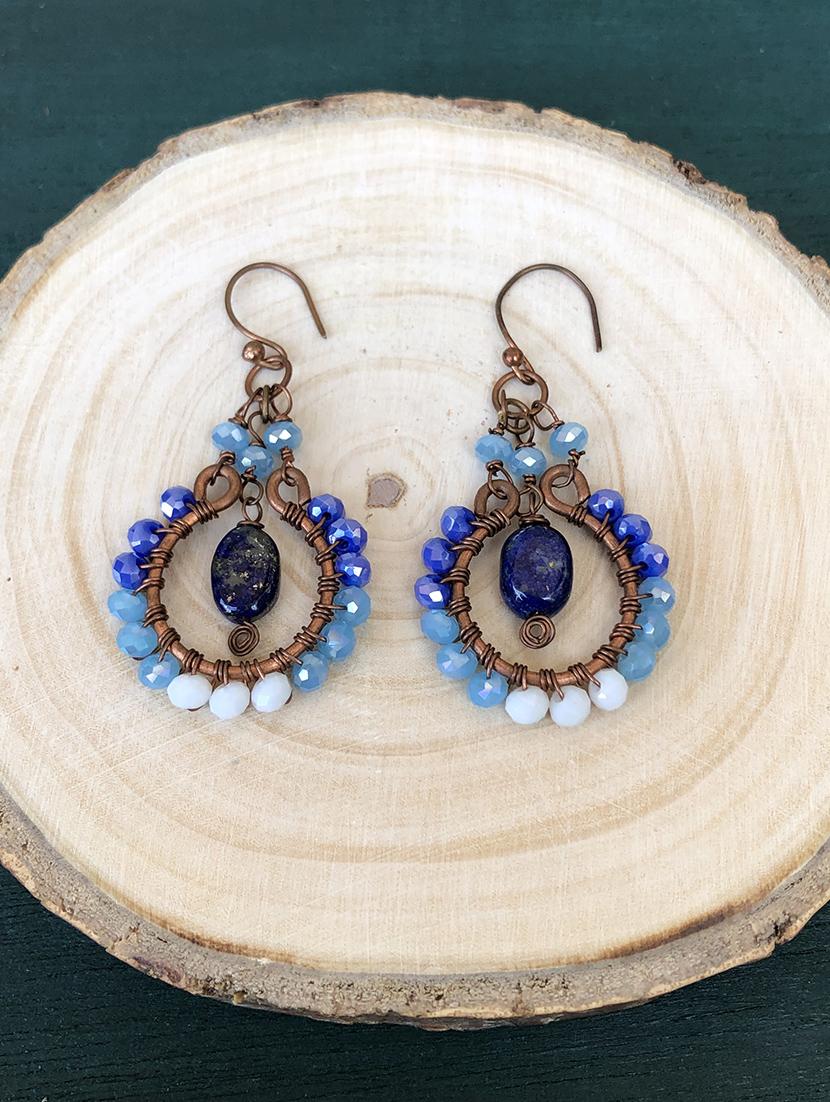 blue copper drop earring - 18019735 -  Zoom Image - 0