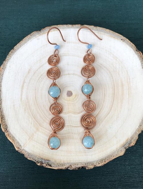 blue copper drop earring - 18019739 - Standard Image - 0