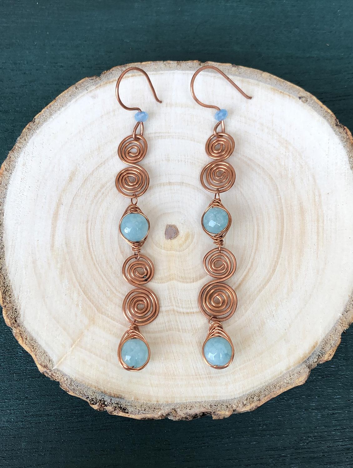 blue copper drop earring - 18019739 - Zoom Image - 0