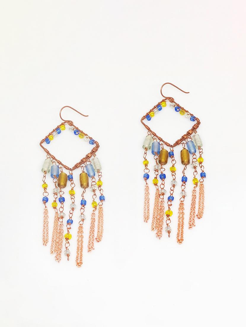 blue copper chandellier earring - 18019742 -  Zoom Image - 0