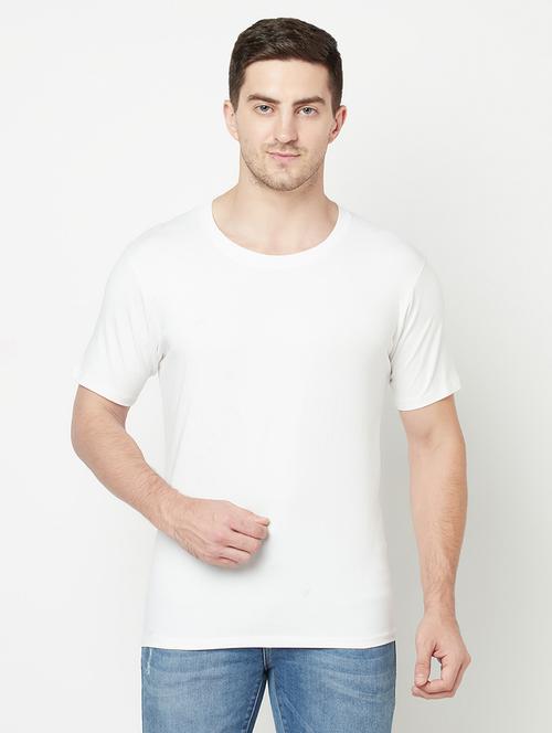 white round neck solid t-shirt - 18020087 - Standard Image - 0