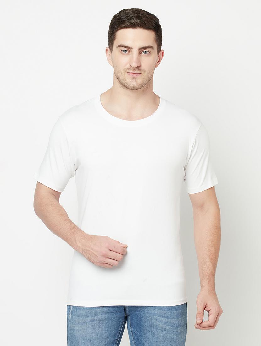 white round neck solid t-shirt - 18020087 - Zoom Image - 0