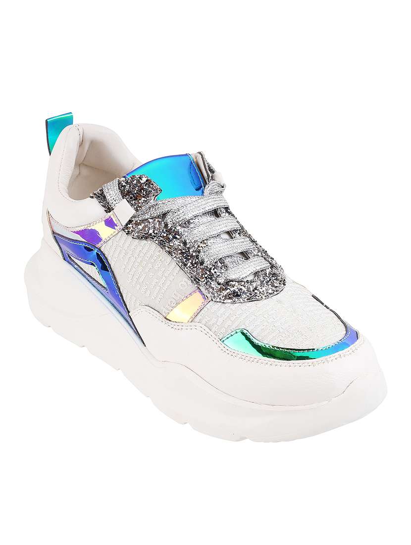 white synthetic laceup casual shoes