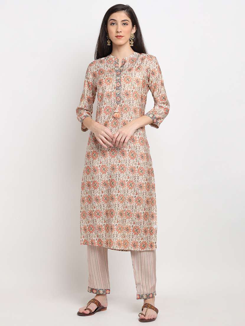 offwhite chanderi kurta pant  set