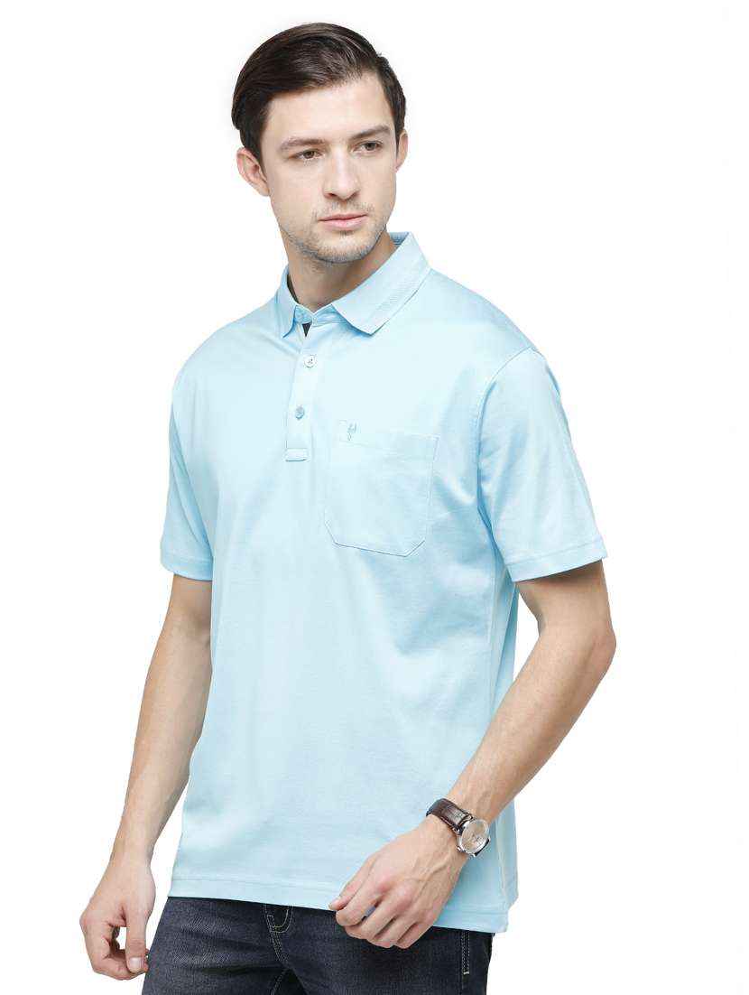 light blue solid polo t-shirt - 18020302 -  Standard Image - 1
