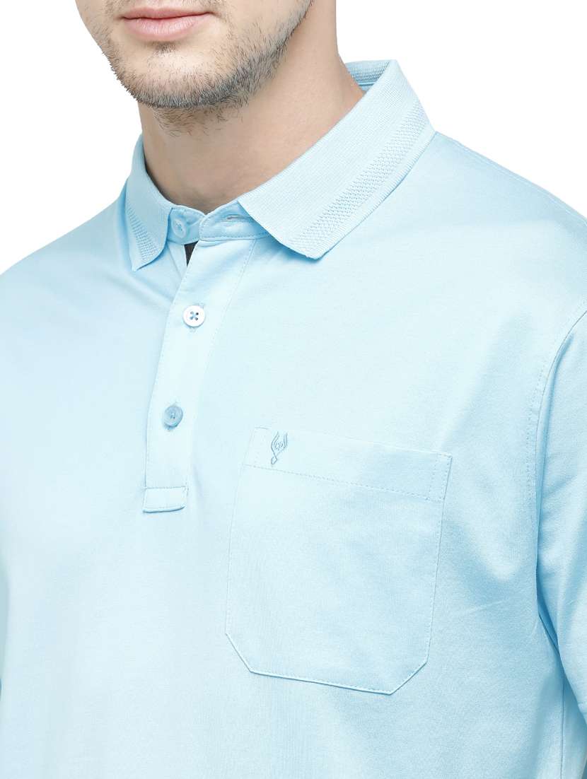 light blue solid polo t-shirt - 18020302 -  Standard Image - 4