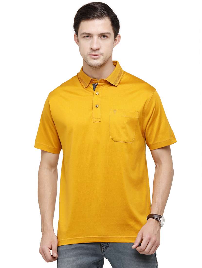 men solid polo neck t-shirt