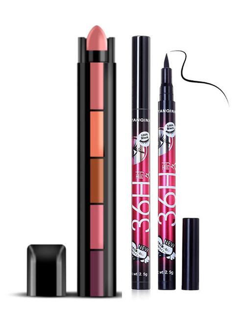 favon pack of 5in1 multicolor lipstick and 36h waterproof longstay black eyeliner - 18020913 -  Standard Image - 0