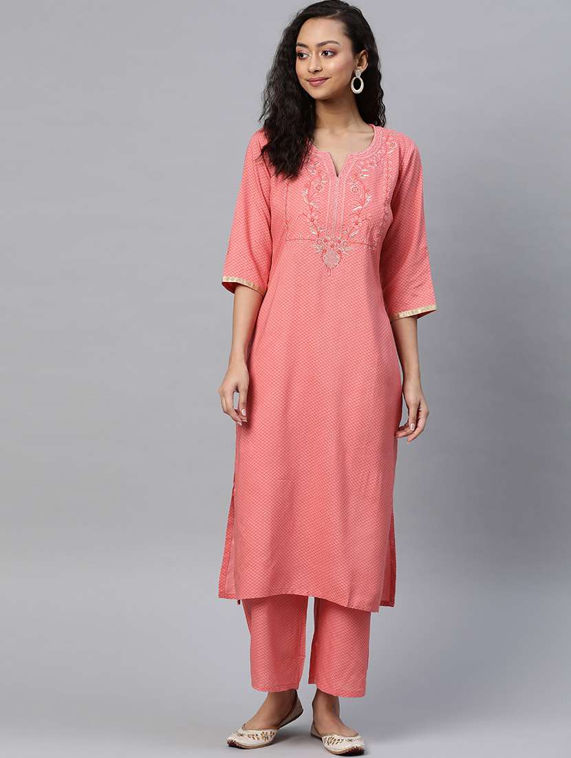 pink rayon kurta palazzo  set