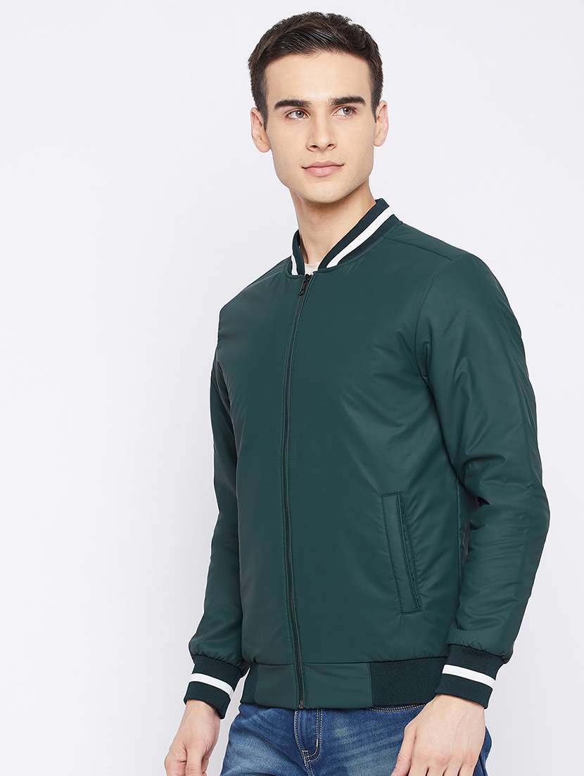 green solid bomber jacket - 18021096 - Standard Image - 1
