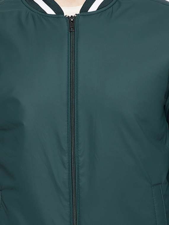 green solid bomber jacket - 18021096 - Standard Image - 4