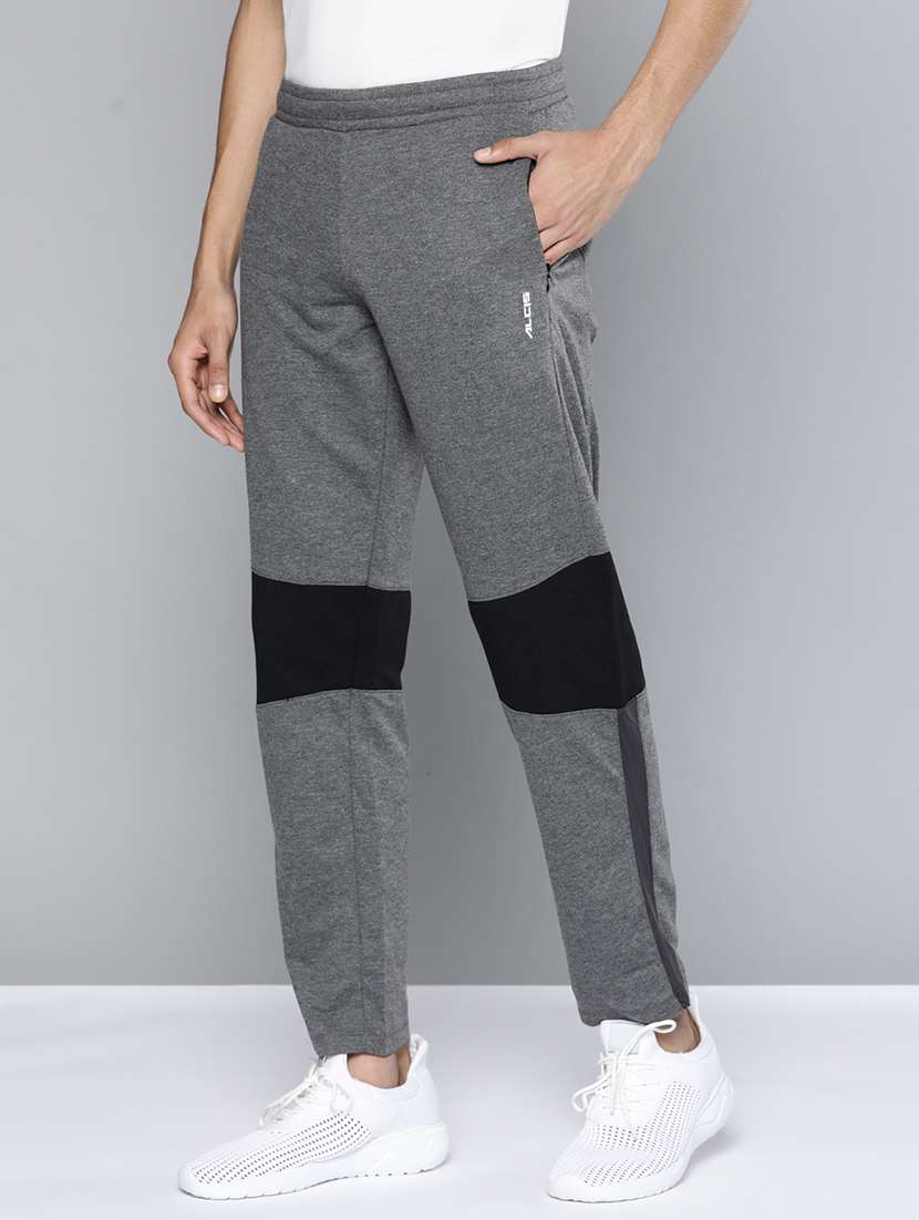 grey color block full length track pant - 18021117 -  Standard Image - 1