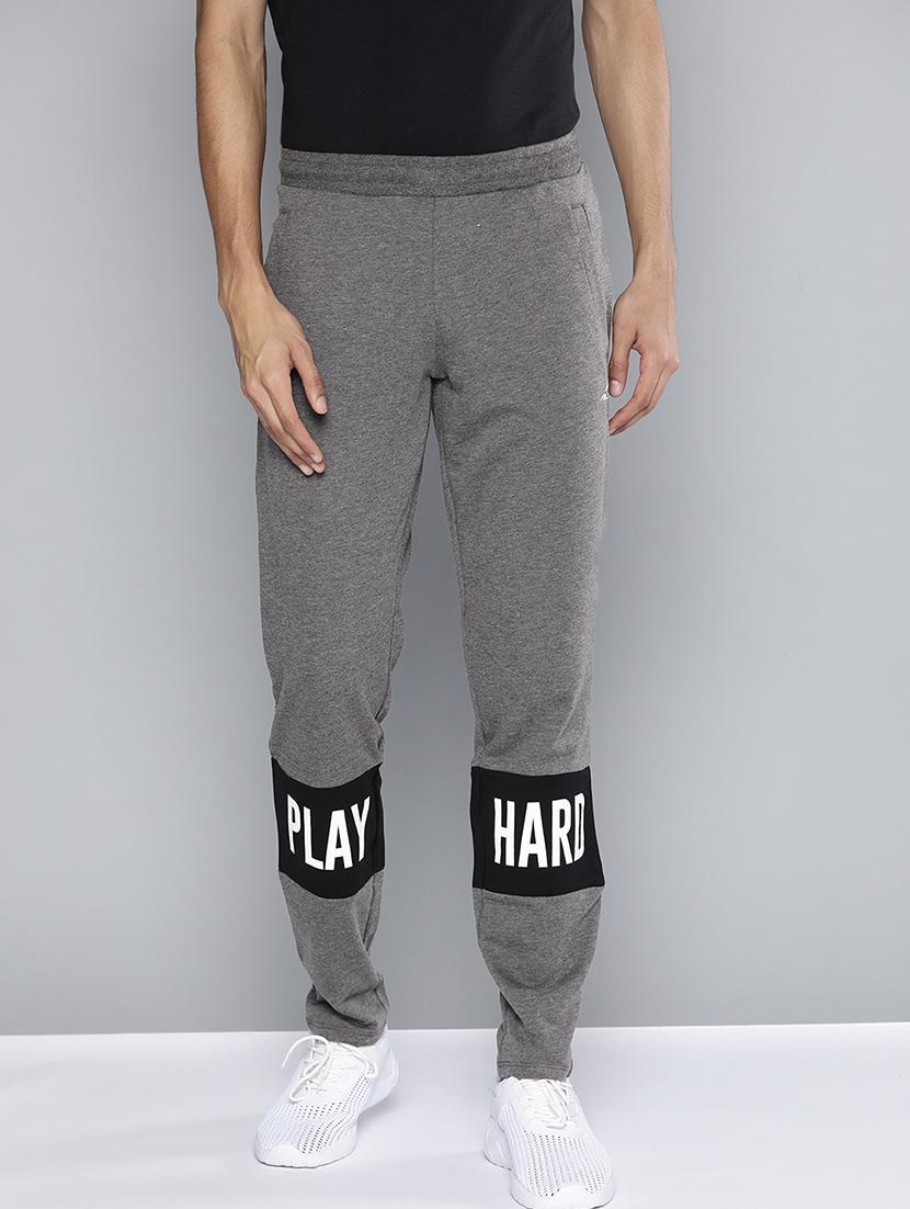 grey printed full length track pant