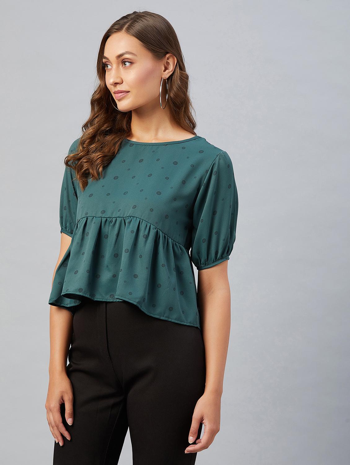 women's peplum round neck top - 18021285 -  Zoom Image - 0