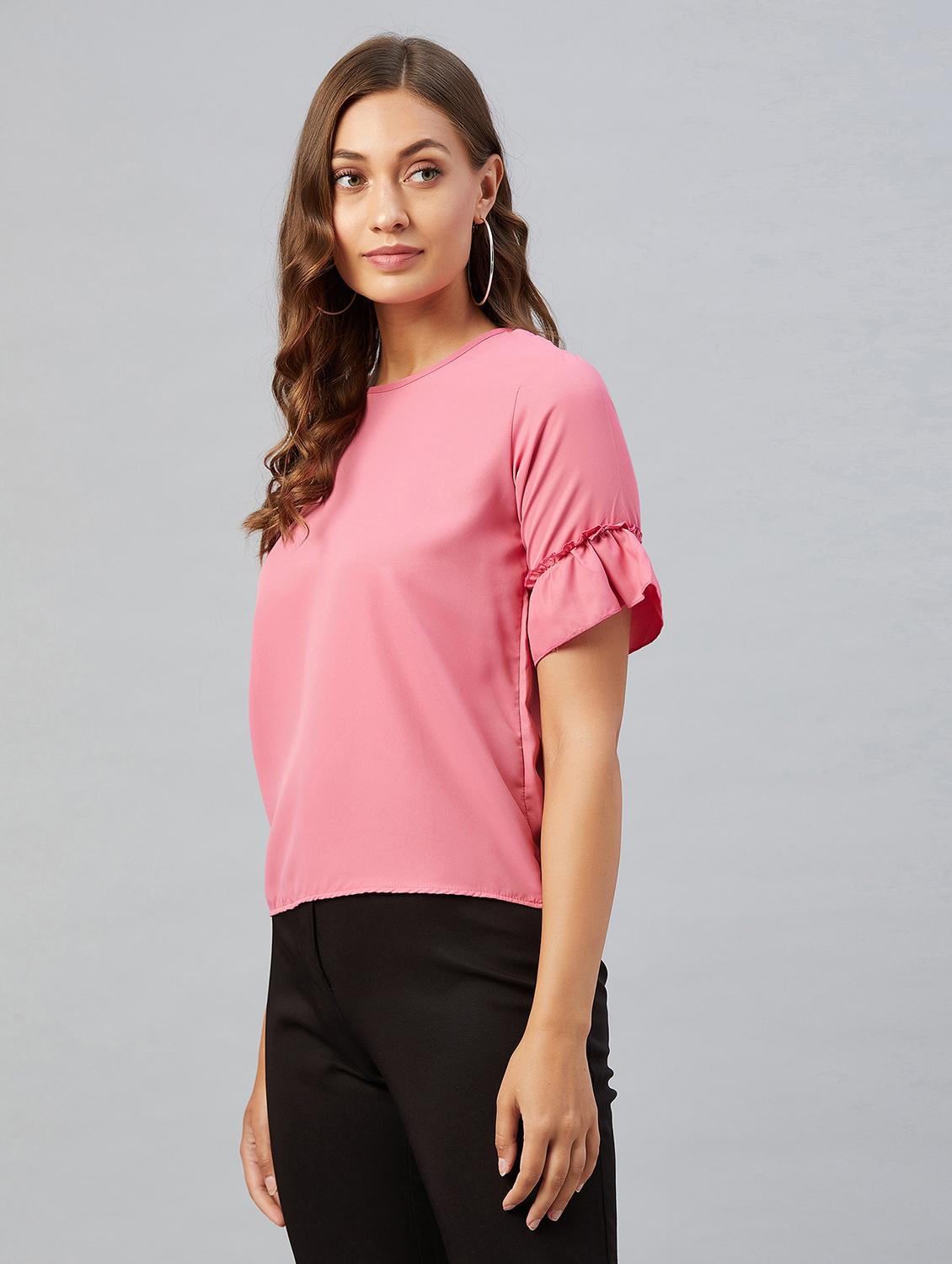 women's straight round neck top - 18021293 -  Standard Image - 1